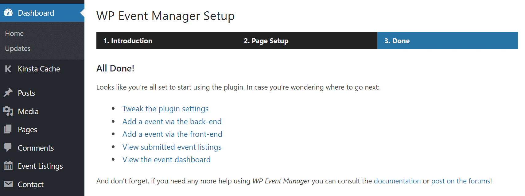 WP Event Manager (done)