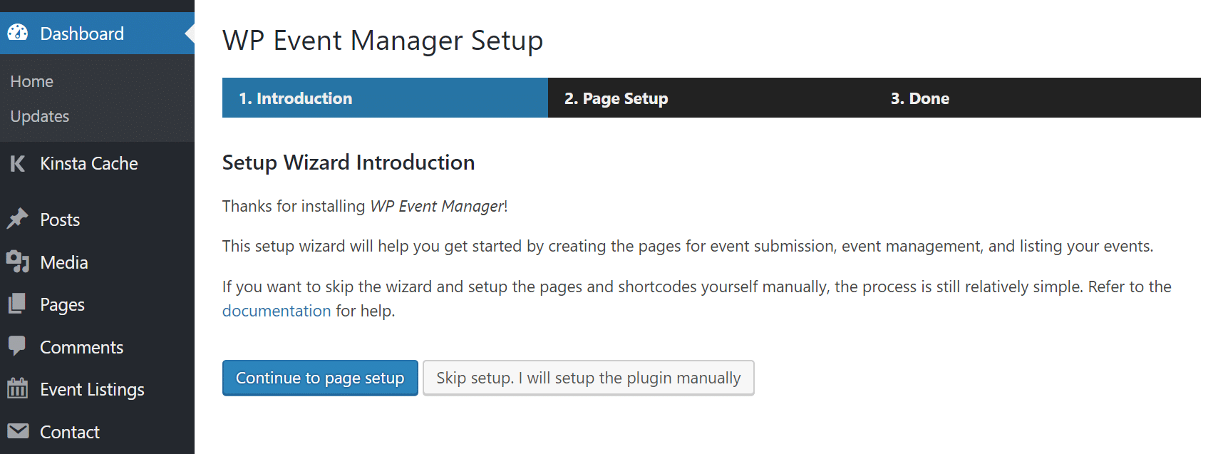 WP Event Manager setup