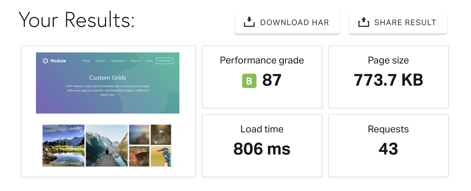 Modula speed test