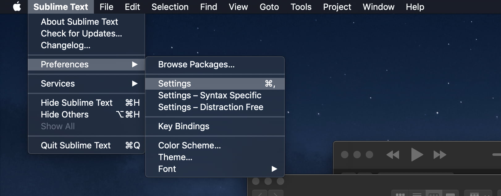 Sublime Text Editor settings