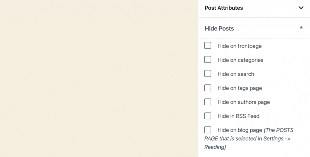 Hide WordPress Posts options