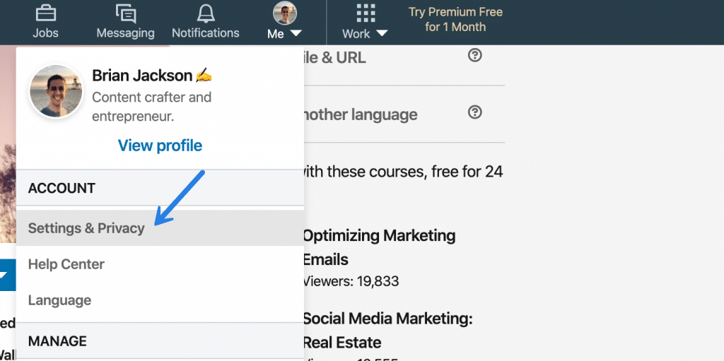 LinkedIn settings & privacy