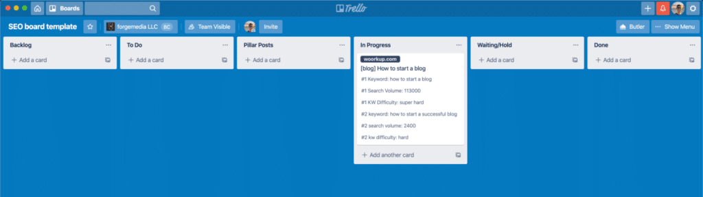 trello project board examples