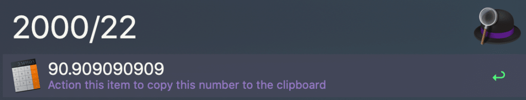 Calculations with Alfred Mac app