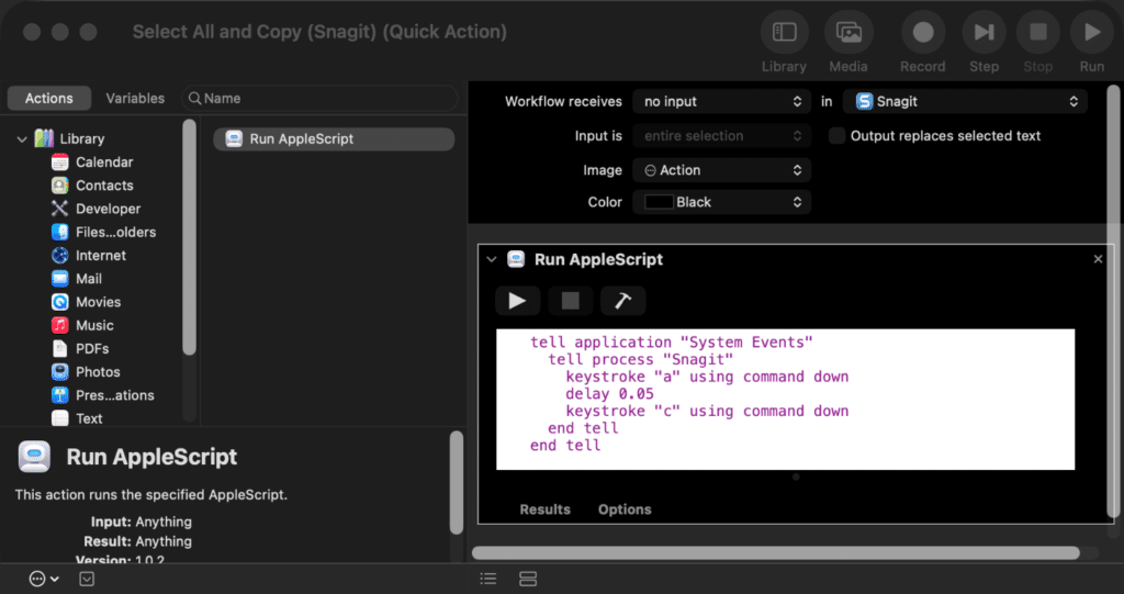 Snagit Automator script