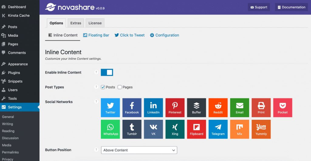 Novashare WordPress plugin