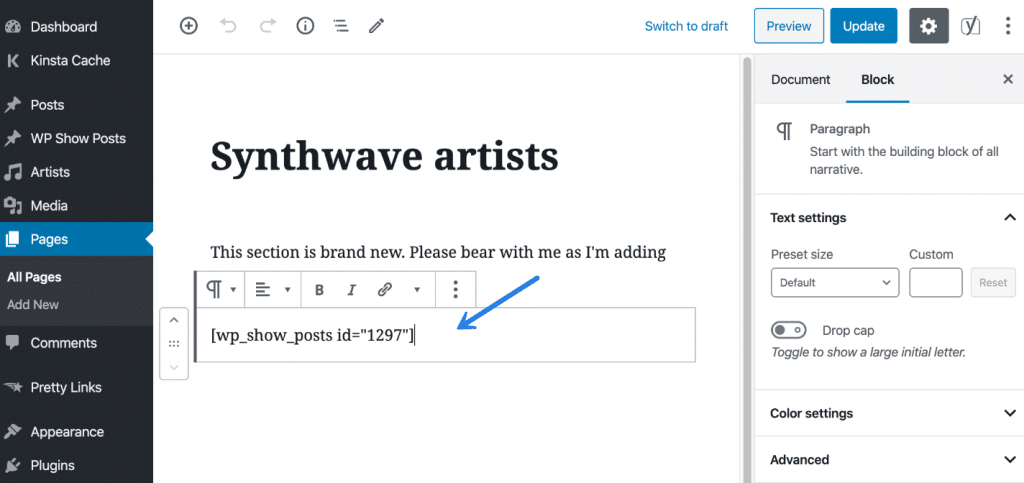 WP Show Posts shortcode