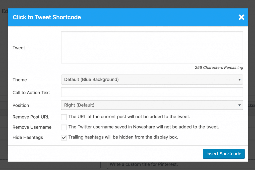 Click to Tweet shortcode in Novashare