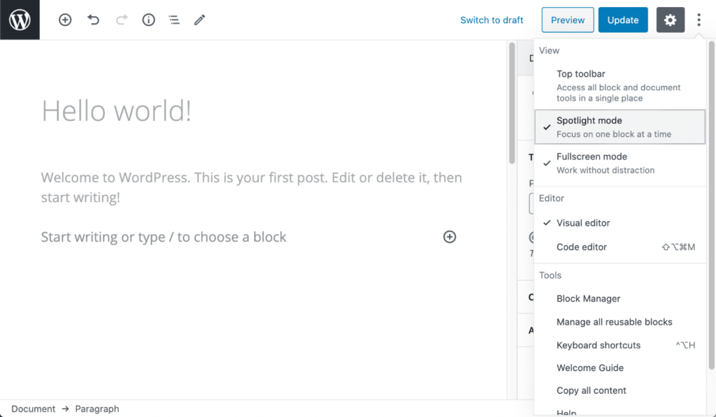 My favorite WordPress Block Editor view