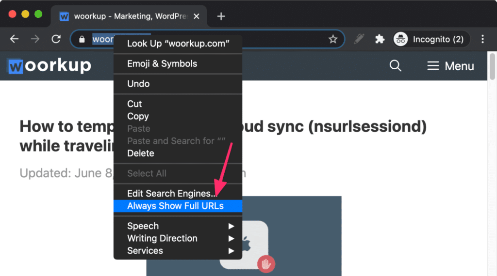 chrome for mac remove old url from address bar