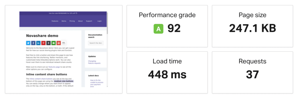 Novashare demo load time