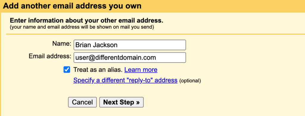 Email address treat as alias