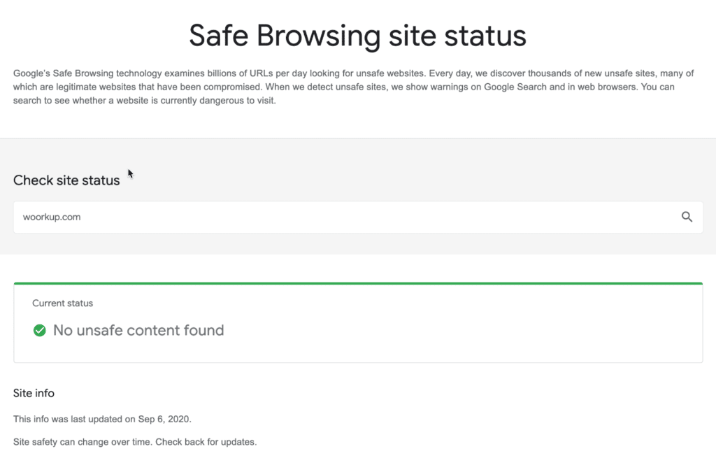 Google Safe Browsing site status tool