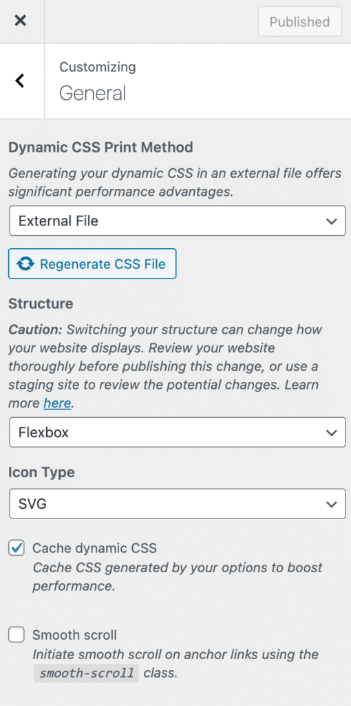 GeneratePress general options