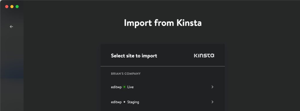 Importing a site from Kinsta