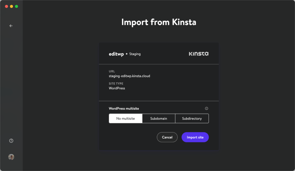 Import staging site locally