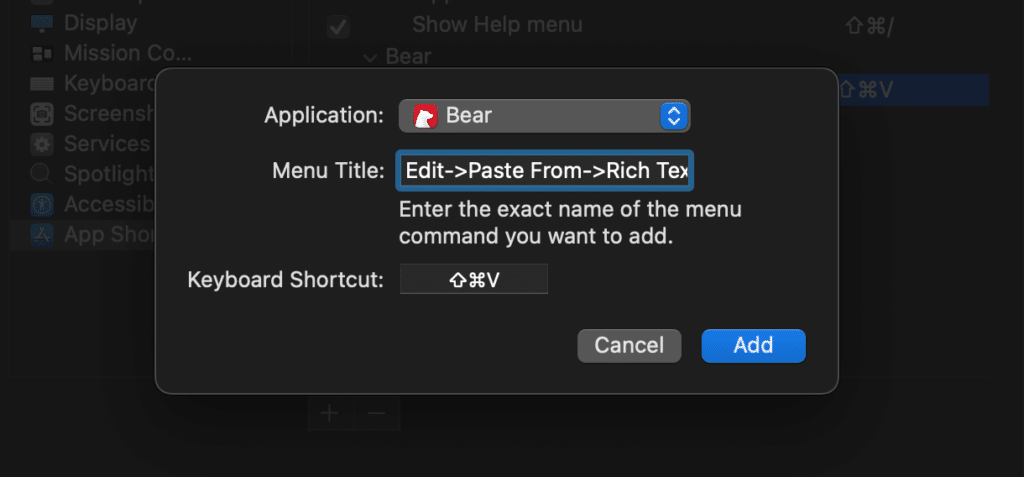 Add keyboard app shortcut