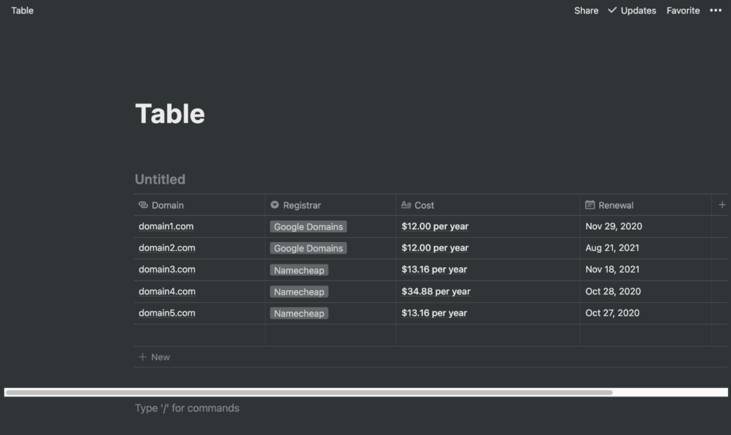 Notion table scrollbar