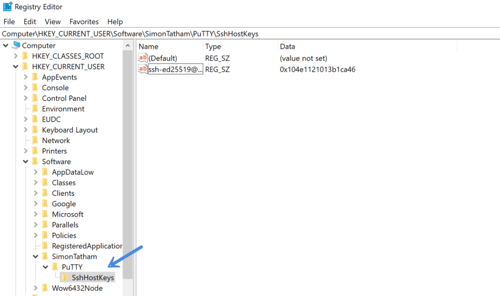 Registry Editor SshHostKeys