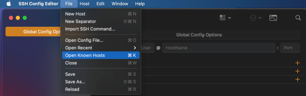 SSH Config Editor Known Hosts