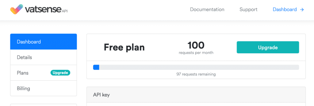 VAT Sense API counts