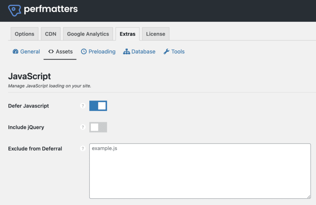 Defer JavaScript in Perfmatters