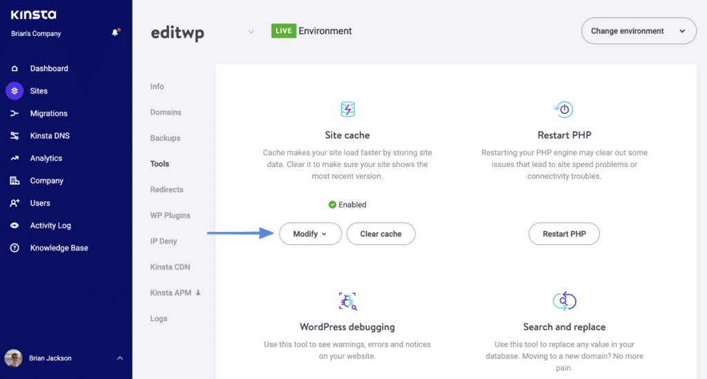 Modify cache expiration in MyKinsta