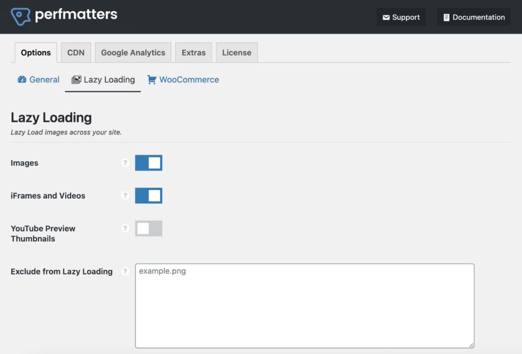 Lazy loading in Perfmatters