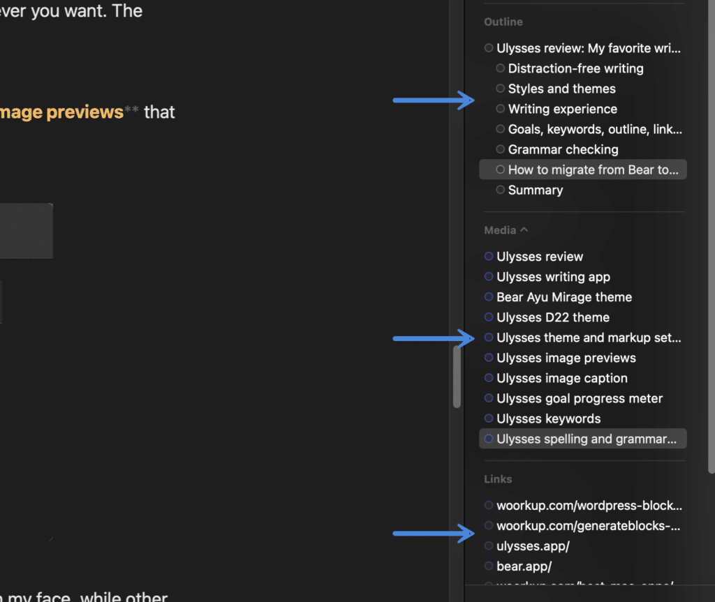 Ulysses outline, media, and links