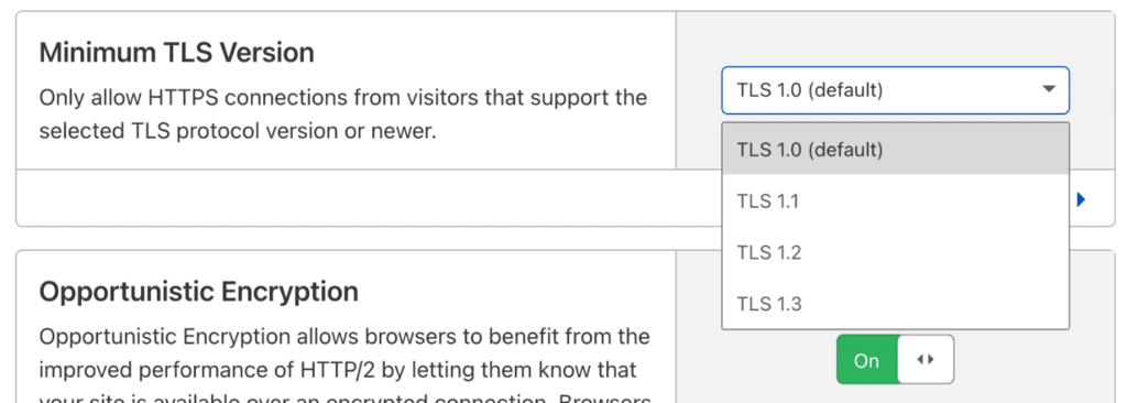 Cloudflare minimum TLS version