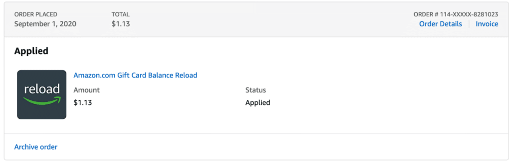 Amazon.com gift card balance reload