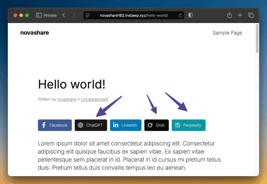 AI share buttons