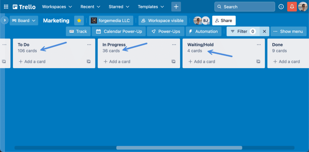 Trello Real-Time Card Counter