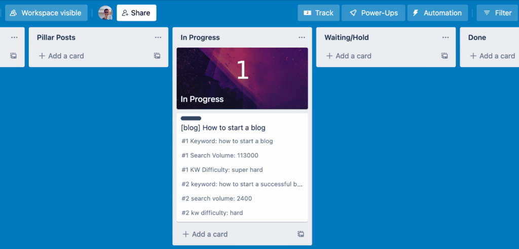 Total card count per column in Trello