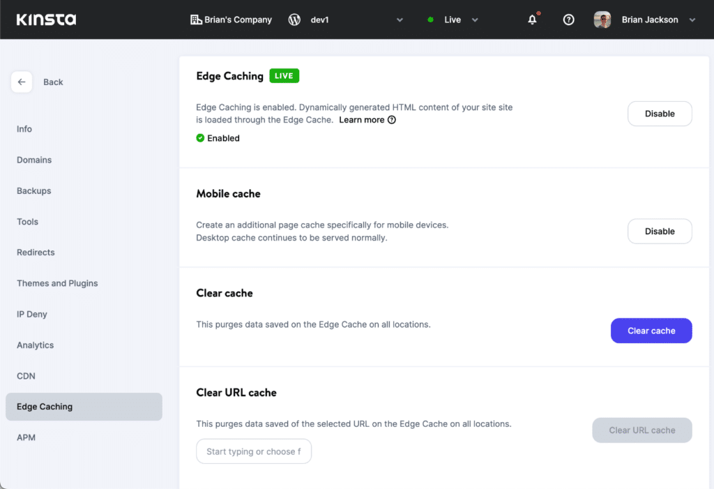 Kinsta edge caching