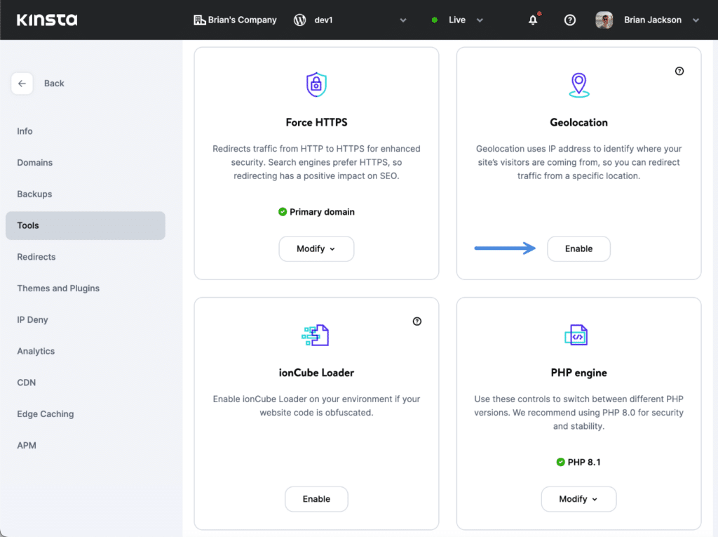 Kinsta Geolocation