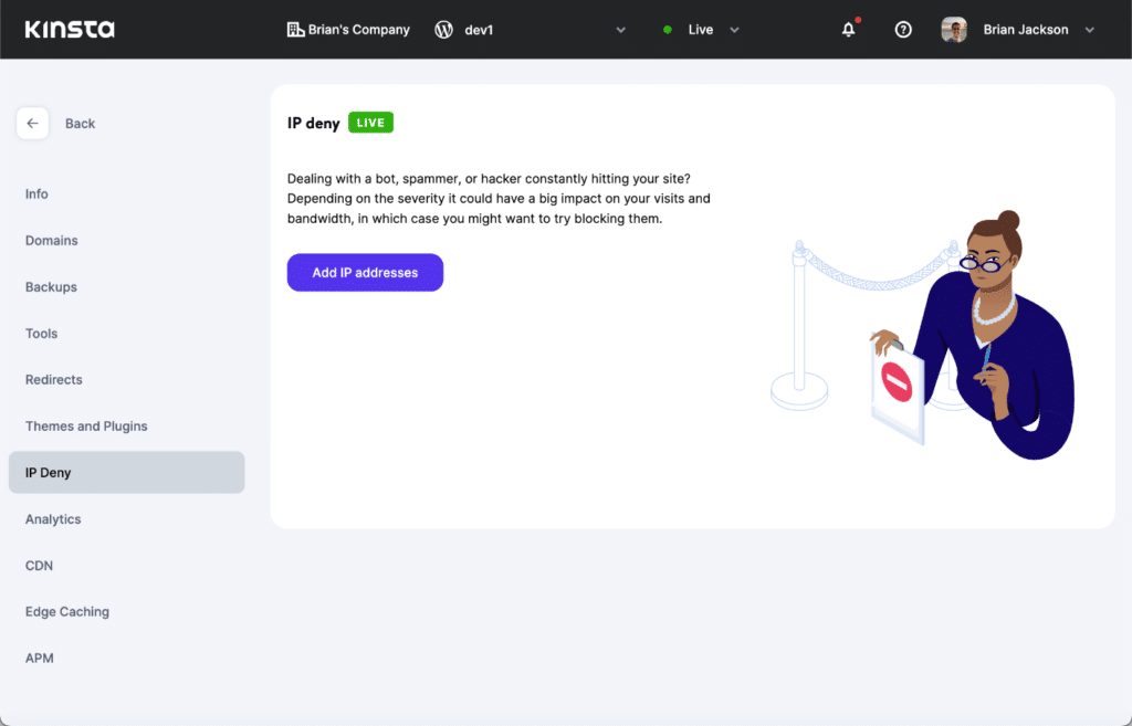 Kinsta IP deny tool