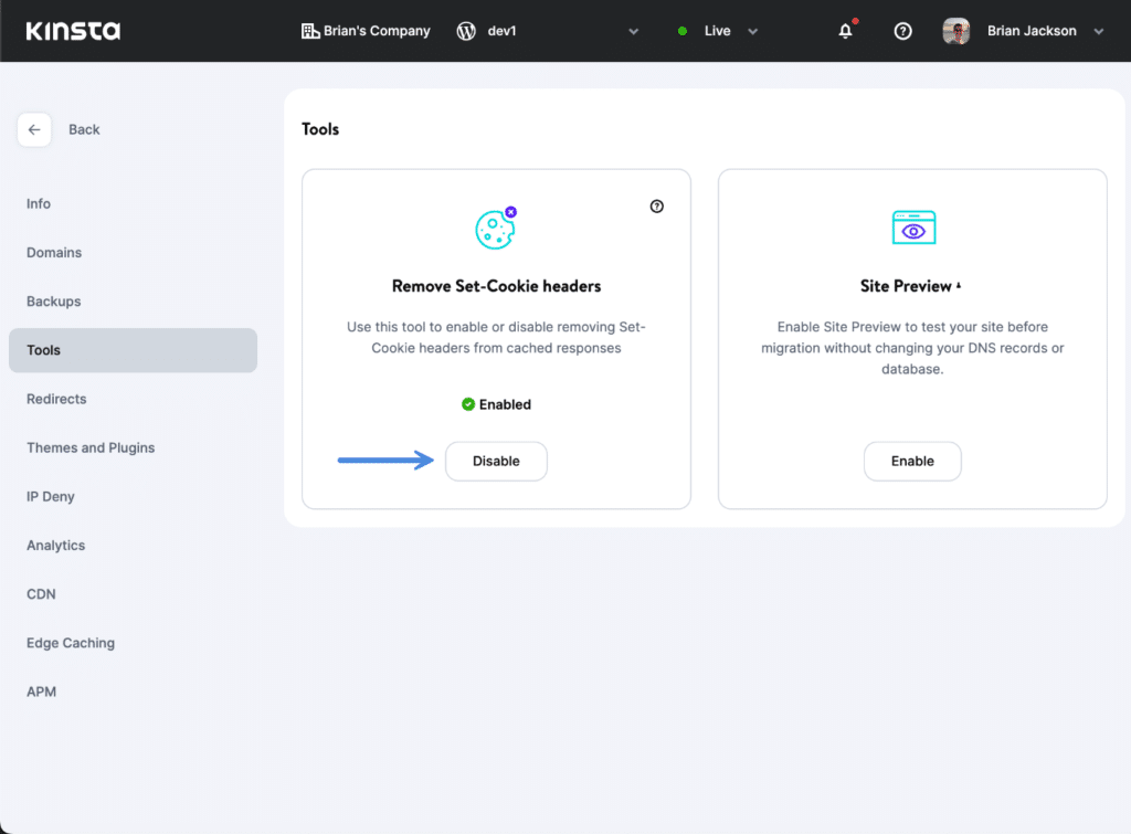 Kinsta Remove Set-Cookie headers tool